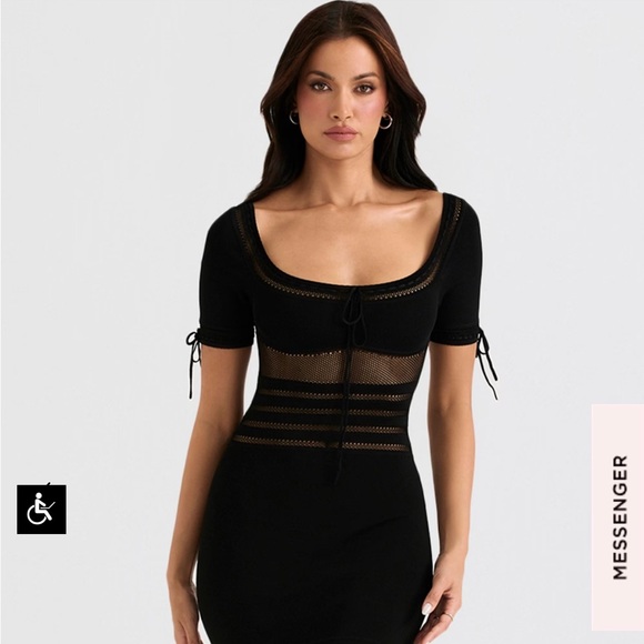 NEW HOUSE OF CB LILLA BLACK OPENWORK KNIT
MIDI DRESS SIZE XS - Picture 3 of 15